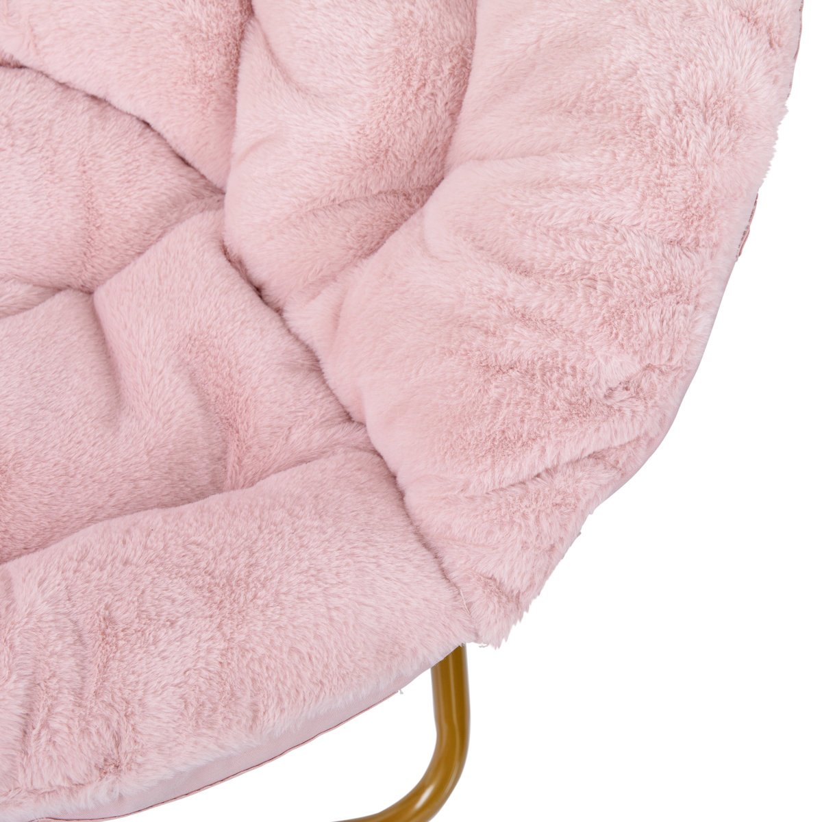 Gwen Folding XL Faux Fur Saucer Chair for Dorm or Bedroom